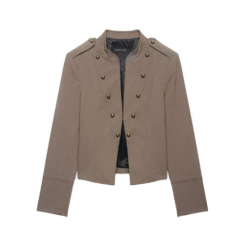 Damen Kurzblazer im Feldjackenstil mit Stehkragen, Zierknopf-Reihen und Schulterriegeln Shop Nory