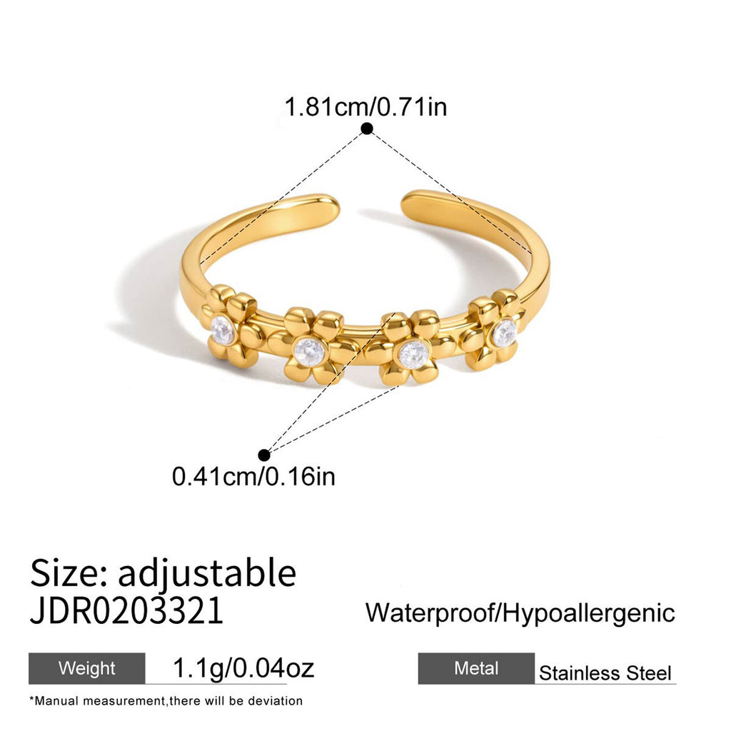 Damen Offenes Ring mit floralen Zirkonia-Details Shop Nory