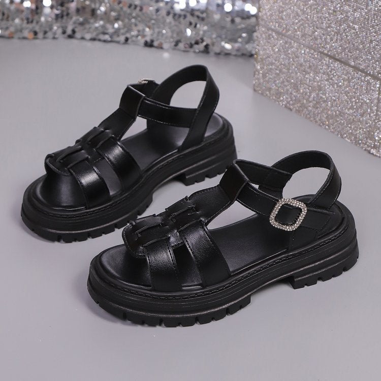 Damen komfortable Riemensandalen mit modischer Schnallenverzierung