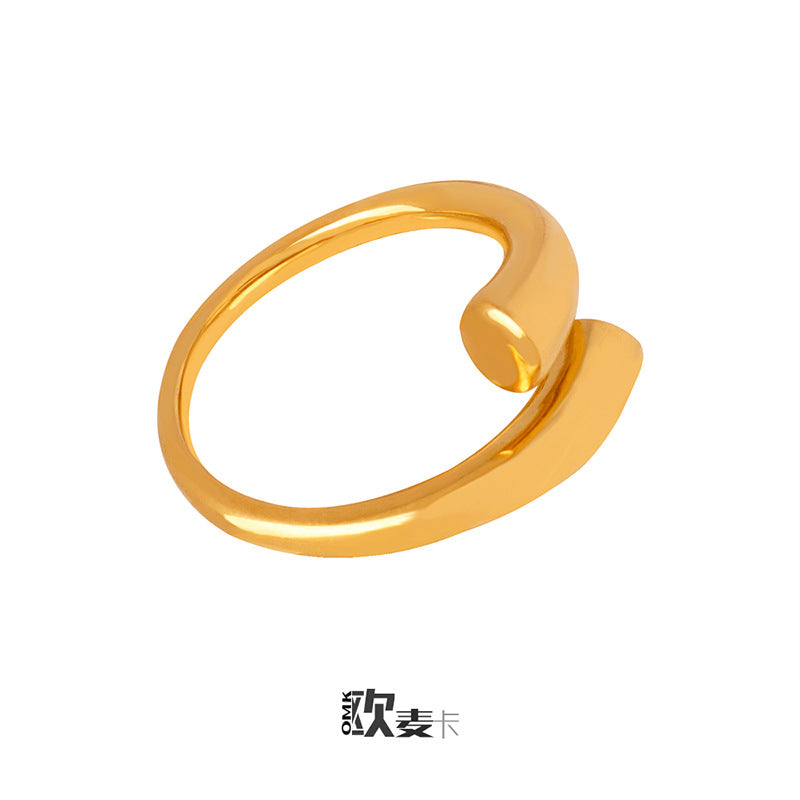 Damen Offener Ring aus hochwertigem Edelstahl mit modernem Wellenmuster Shop Nory