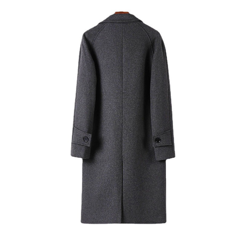 Herren Maxilanger Wollmantel mit cleanem Schnitt, schmalem Revers und innenliegendem Futter Shop Nory