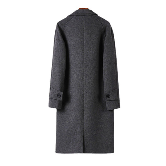 Herren Maxilanger Wollmantel mit cleanem Schnitt, schmalem Revers und innenliegendem Futter Shop Nory