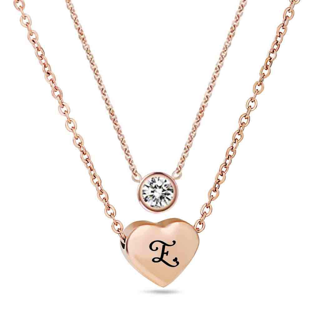 Damen Halskette mit personalisiertem Herzanhänger und funkelndem Zirkonia Shop Nory