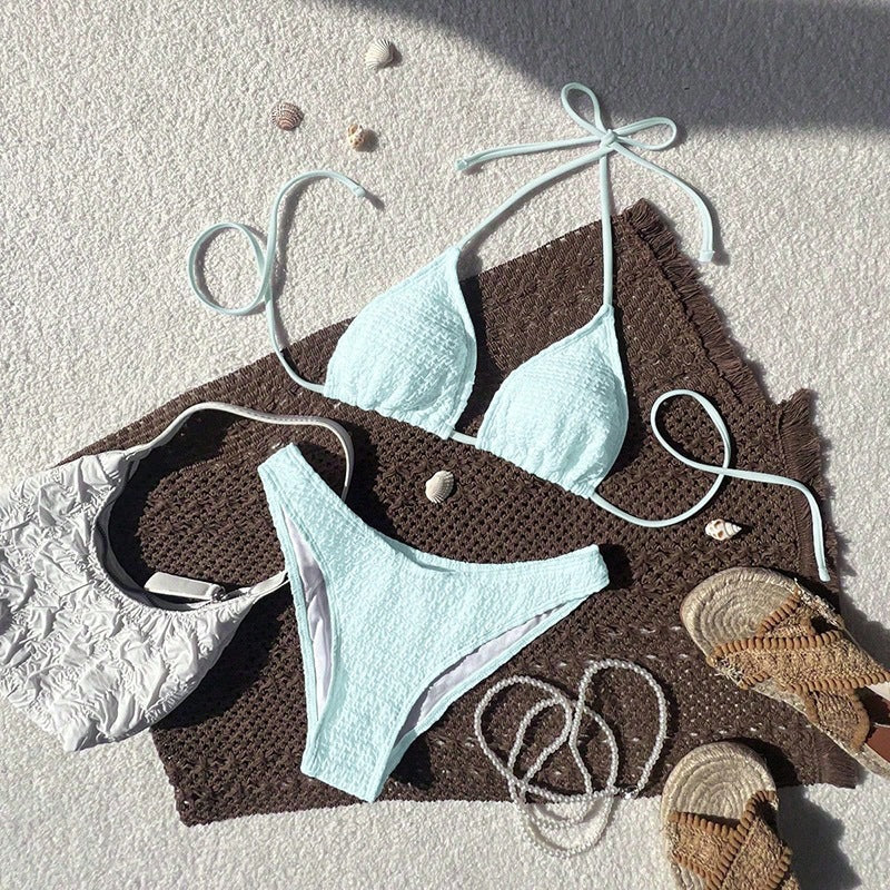Damen Triangel-Bikini mit verstellbaren Trägern und strukturierter Textur Shopnory