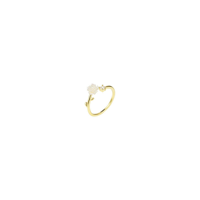 Damen zierlicher Ring mit floralem Design und funkelndem Akzent Shop Nory