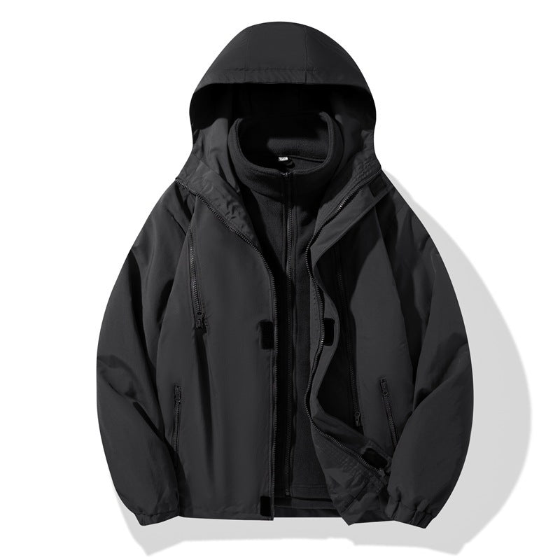 Herren Zweiteilige Hybrid-Kapuzenjacke mit integrierter Fleece-Innenlage und verdeckten Reißverschlüssen Shop Nory