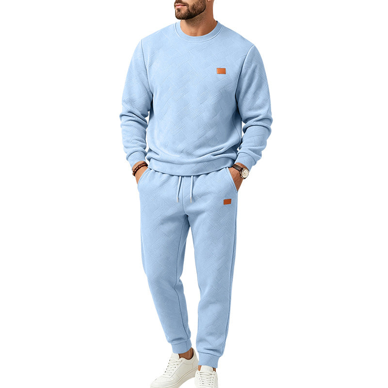 Herren Gemustertes Komfort-Sweatset mit Rundhals-Sweatshirt und Kordel-Jogginghose Shop Nory
