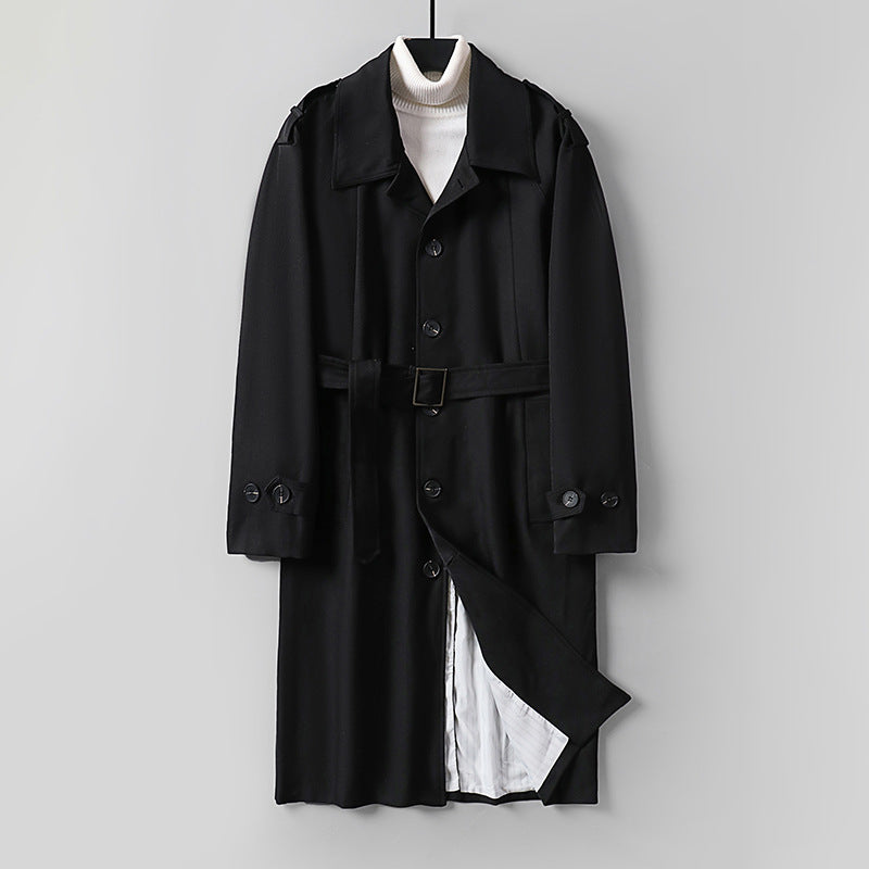 Herren Schlichter Twill-Trenchcoat mit verstellbarem Taillengürtel und Schulterpatten Shop Nory