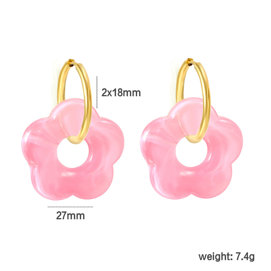 Damen Hängende Ohrstecker mit kunstvollem Blüten-Design und goldenem Ring Shop Nory