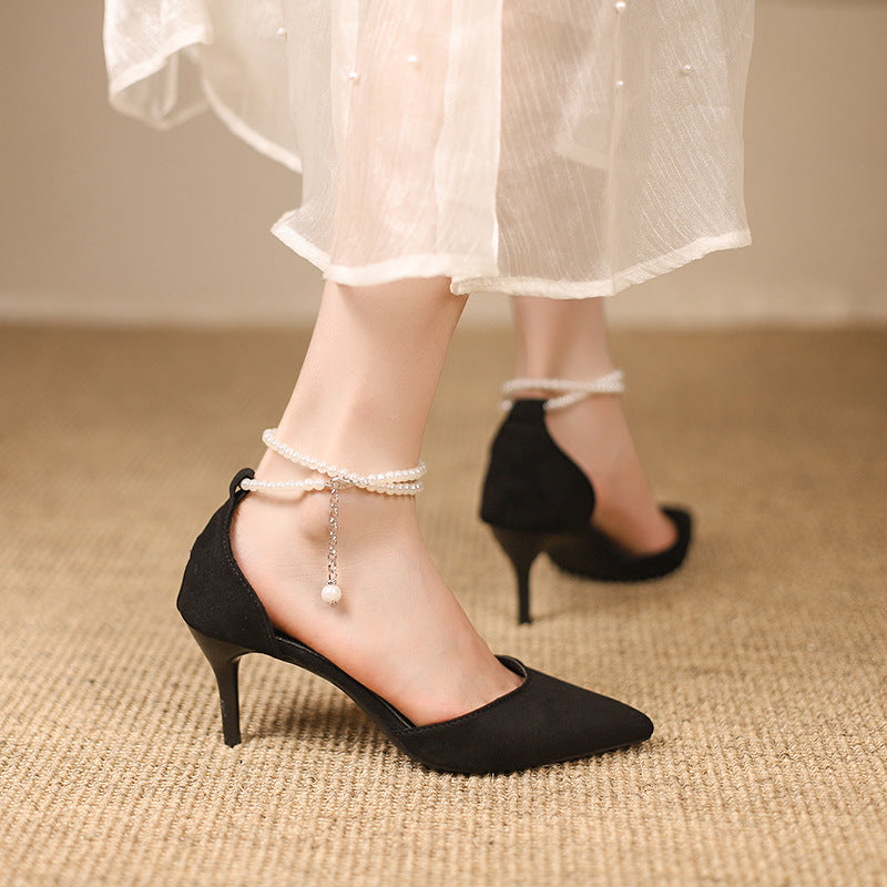 Damen Cut-Out Pumps mit Perlenknöchelriemen und schlankem Stiletto Shop Nory
