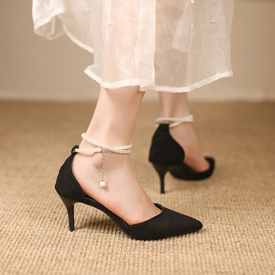Damen Cut-Out Pumps mit Perlenknöchelriemen und schlankem Stiletto Shop Nory