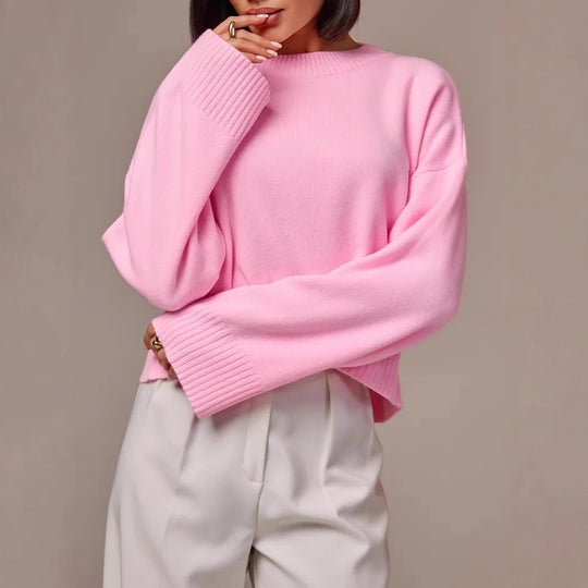 Damen Modischer Cropped Pullover mit weitem Schnitt