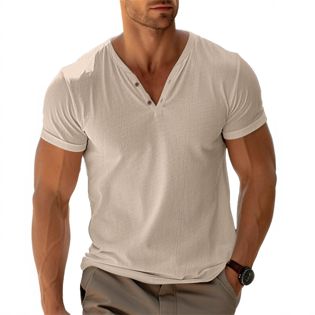 Herren lässiges Henley-T-Shirt mit Knopfleiste und atmungsaktivem Stoff ShopNory