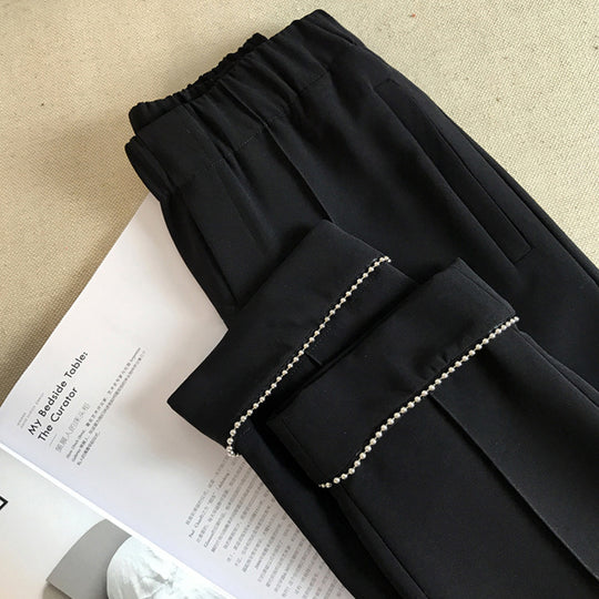 Damen Elegante Chino-Hose mit dekorativen Perlendetails Shop Nory