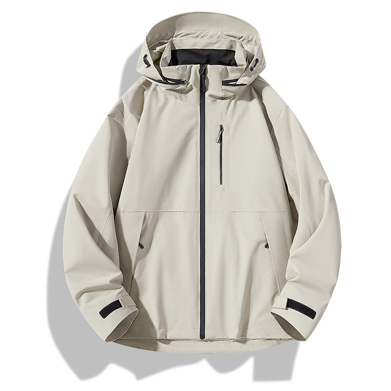 Herren Zweilagige wasserdichte Outdoorjacke mit Kapuze, Verschweißten Reißverschlüssen und Kontrastpaneelen Shop Nory