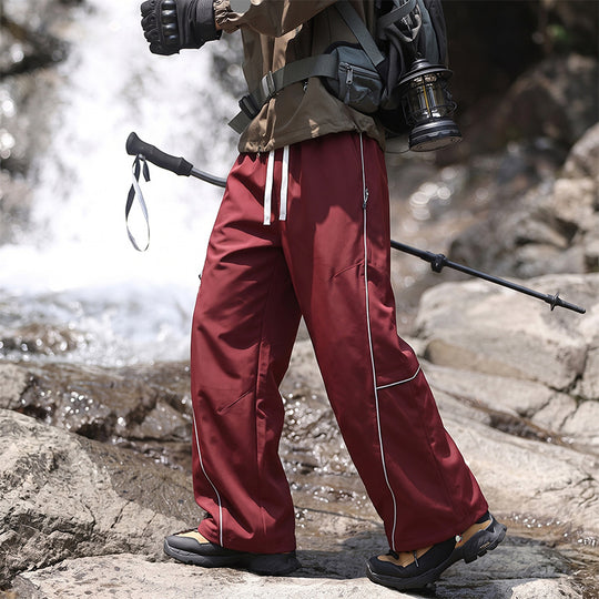 Unisex Wasserabweisende technische Cargo-Hose mit weitem Bein, Reißverschlusstaschen und Kordelzug Shop Nory