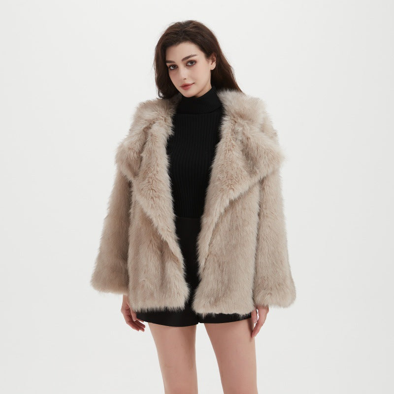 Damen Boxy-Kurzmantel aus dichtem langfaserigem Kunstpelz mit offener Front Shop Nory