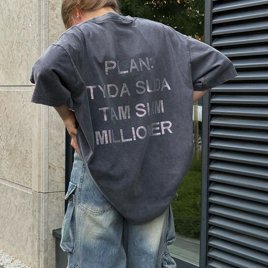 Damen oversized Statement-T-Shirt mit Strassschrift auf dem Rücken Shop Nory