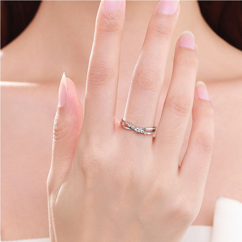 Damen eleganter Ring mit funkelndem Zirkonia-Besatz Shop Nory