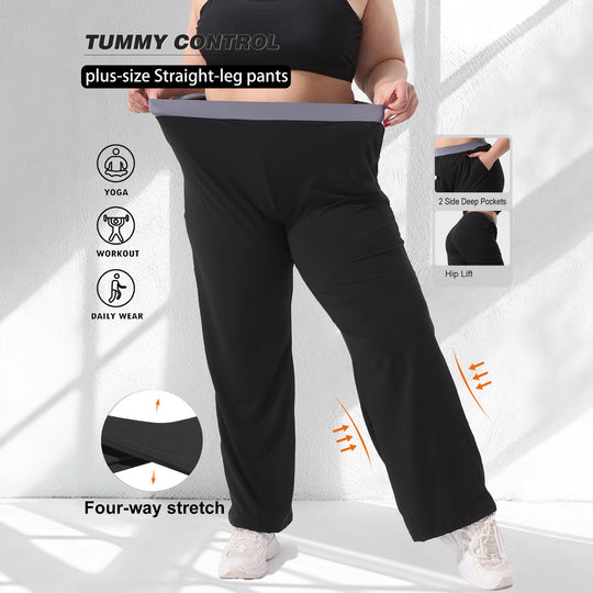 Damen Weite hochgeschnittene Kompressionshose mit taillenformendem Bund und tiefen Seitentaschen Shopy Nory