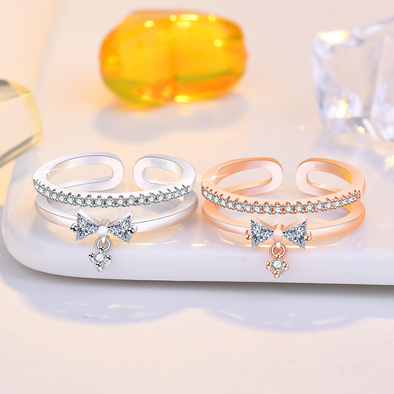 Damen Offener Ring mit funkelndem Schleifendetail und hochwertigem Zirkonia-Besatz Shop Nory