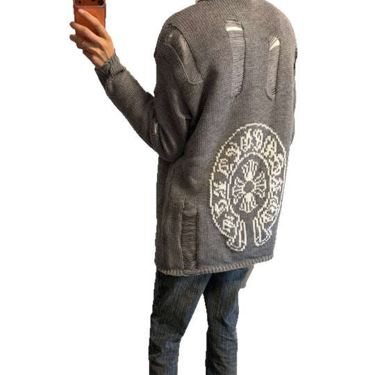 Damen Modischer Grobstrickpullover mit Rollkragen und distressed Design Shop Nory