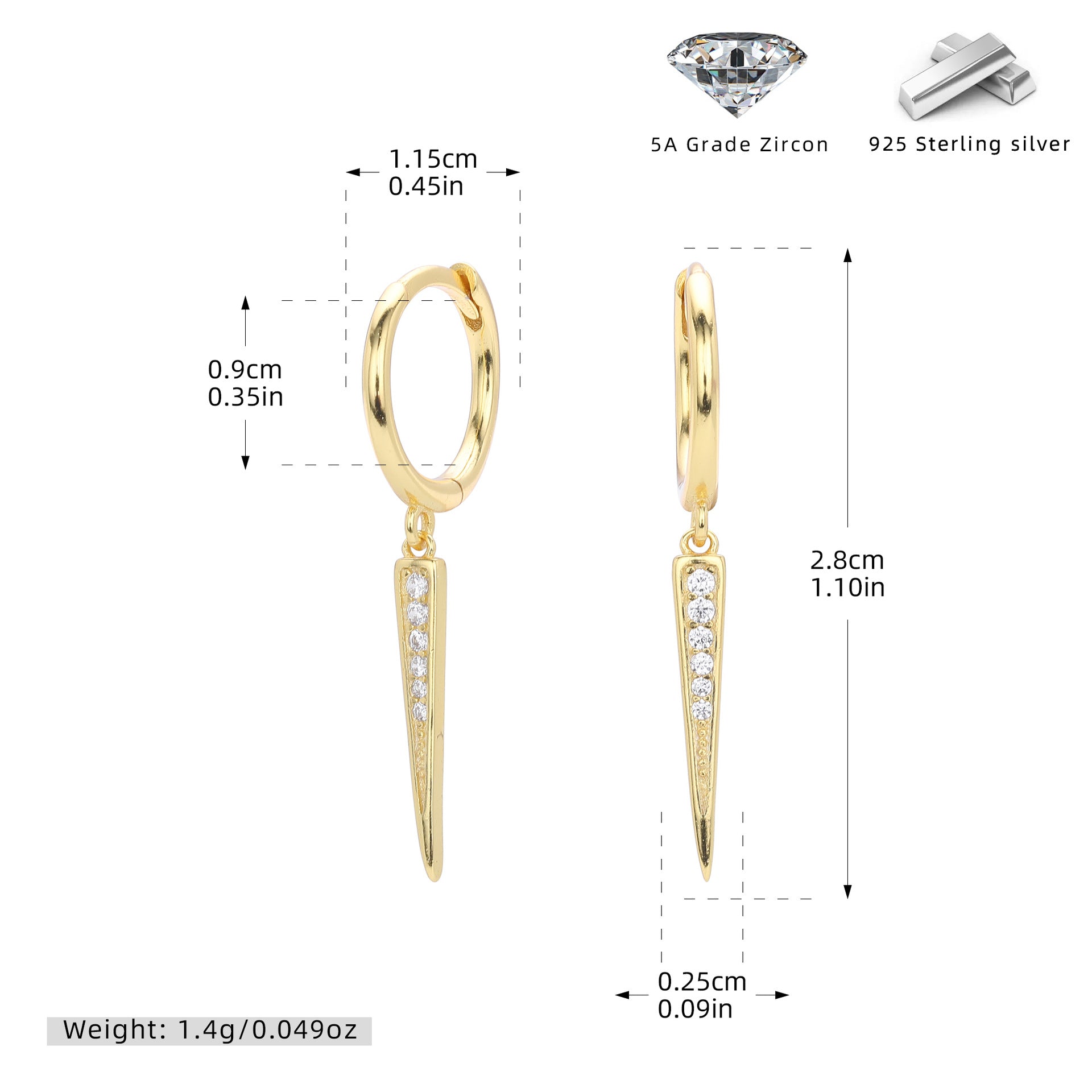Damen Ohrhänger mit eleganten Zirkon-Akzenten und hochwertigem 925 Sterling Silber Shop Nory