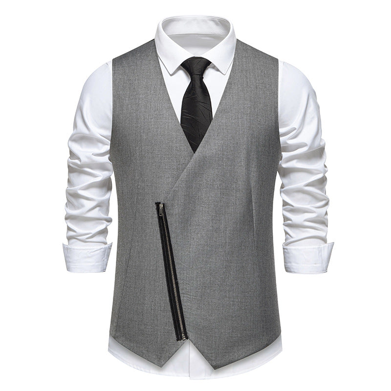 Herren Taillierte Weste mit asymmetrischem Reißverschluss und V-Ausschnitt Shop Nory
