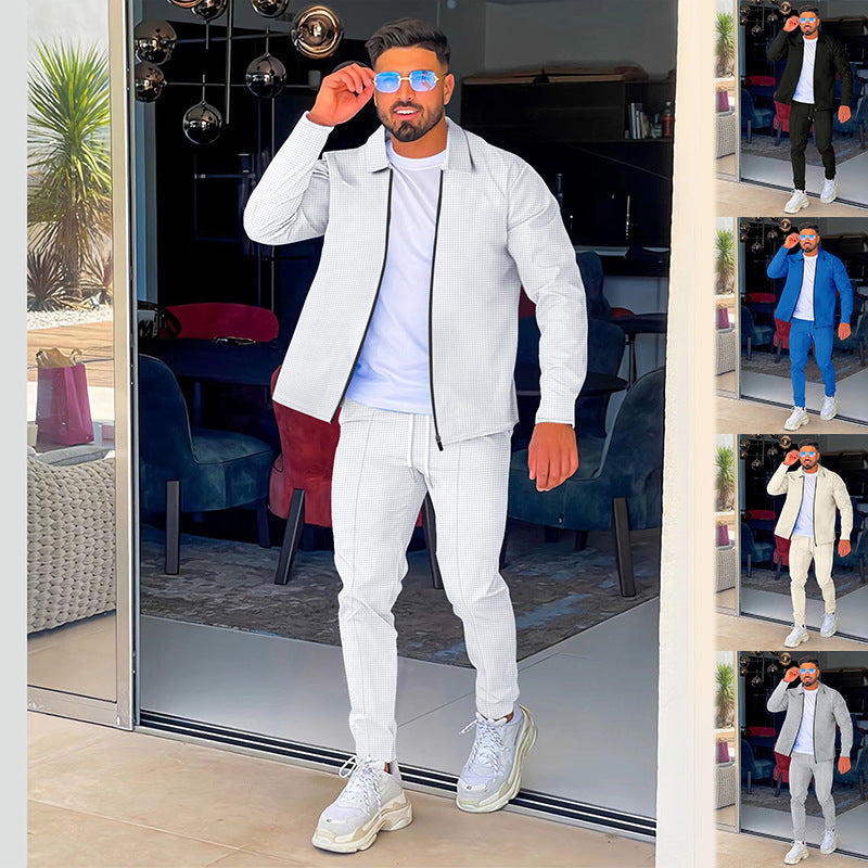 Herren Waffelstruktur-Loungewear-Set mit Halbreißverschluss-Polo & tapered Jogginghose Shop Nory