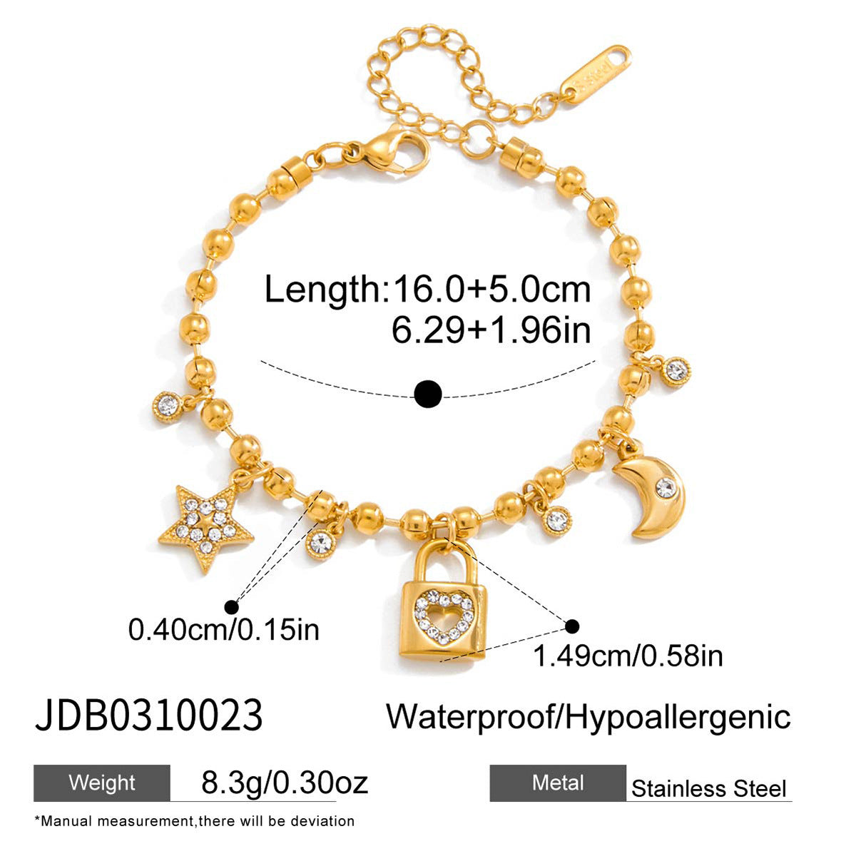 Damen Armband mit funkelnden Anhängern und hypoallergener Edelstahlverarbeitung Shop Nory