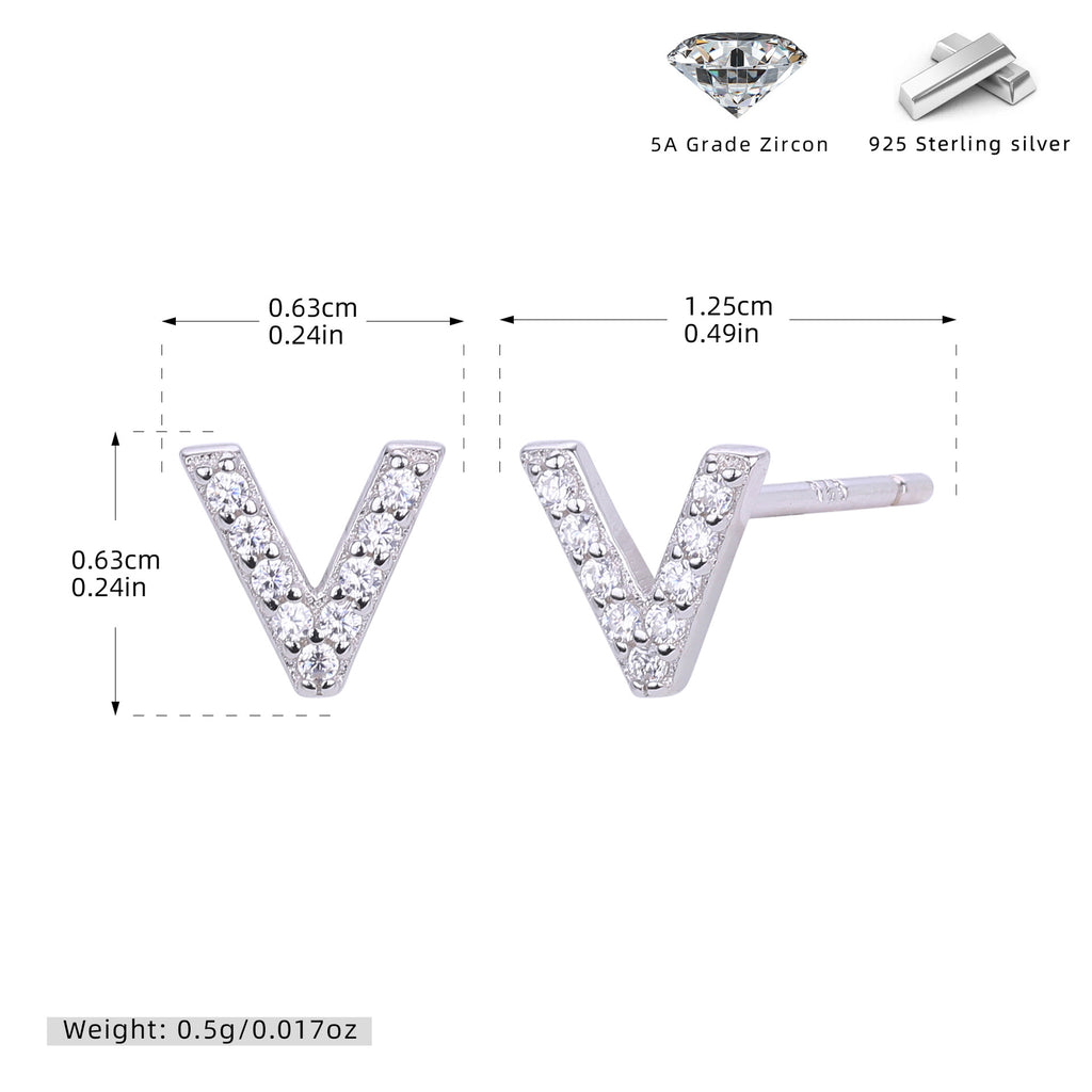 Damen Ohrstecker aus 925 Sterling Silber mit luxuriösem Zirkonbuchstaben R Shop Nory