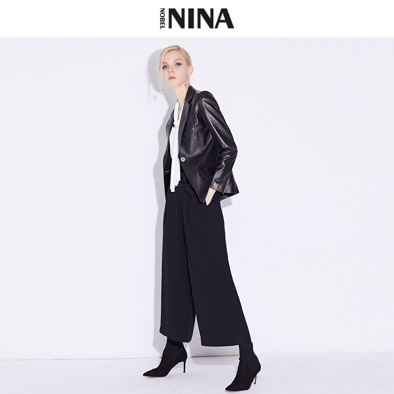 Damen Klassischer Lederblazer Shop Nory