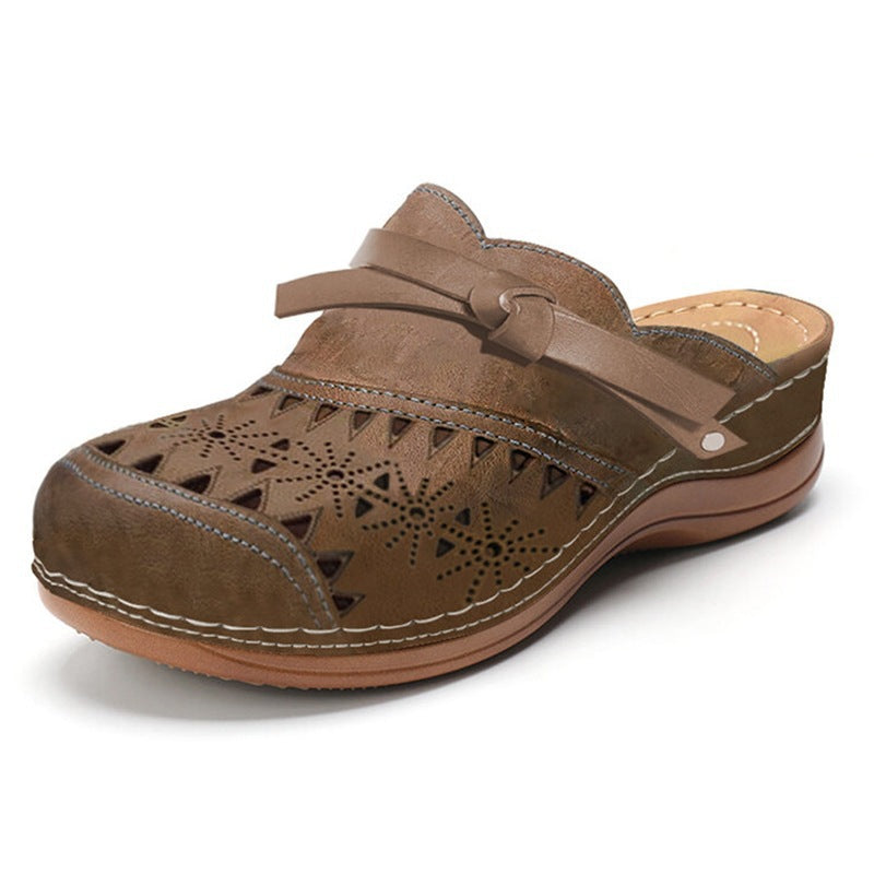 Damen Bequeme Perforierte Clog-Mules mit Knotenriemen und ergonomischem Komfortfußbett Shop Nory