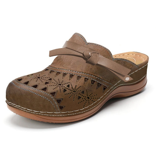 Damen Bequeme Perforierte Clog-Mules mit Knotenriemen und ergonomischem Komfortfußbett Shop Nory
