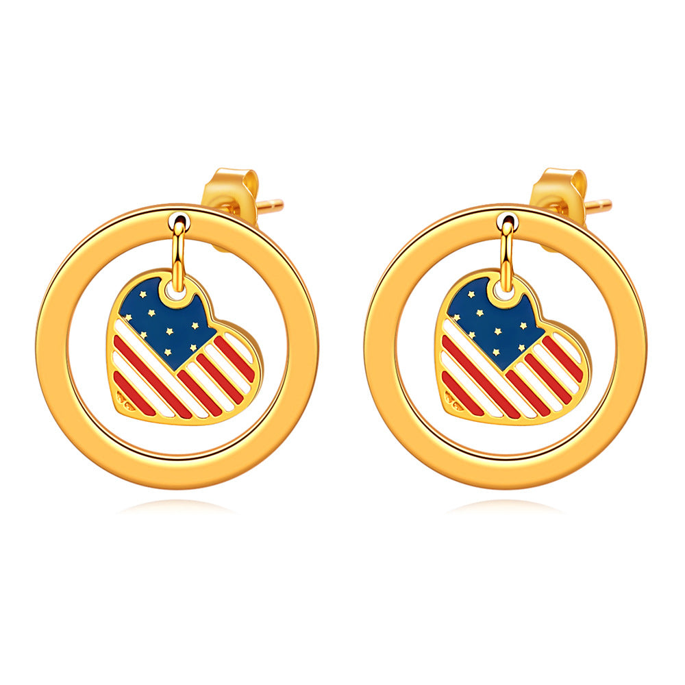 Damen Ohrringe mit Herz-Design und patriotischem Motiv Shop Nory