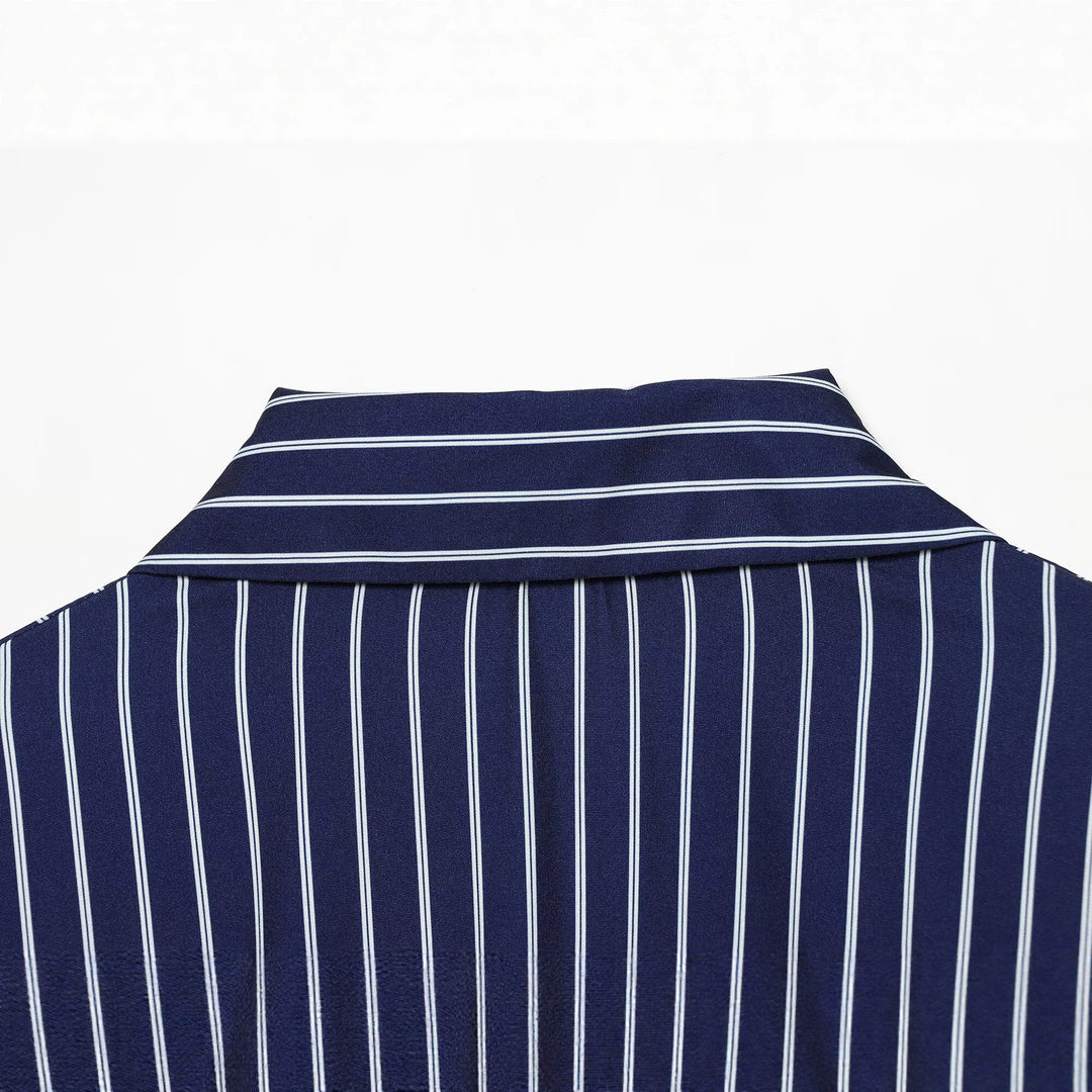 Damen Hemdblusenkleid mit Taillengürtel und kontrastierten Manschetten Shop Nory