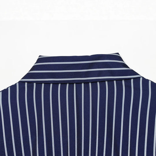 Damen Hemdblusenkleid mit Taillengürtel und kontrastierten Manschetten Shop Nory