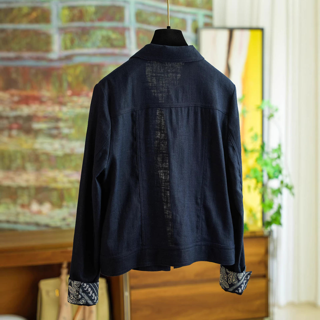 Damen Modische Baumwolljacke mit asymmetrischem Kragen Shop Nory
