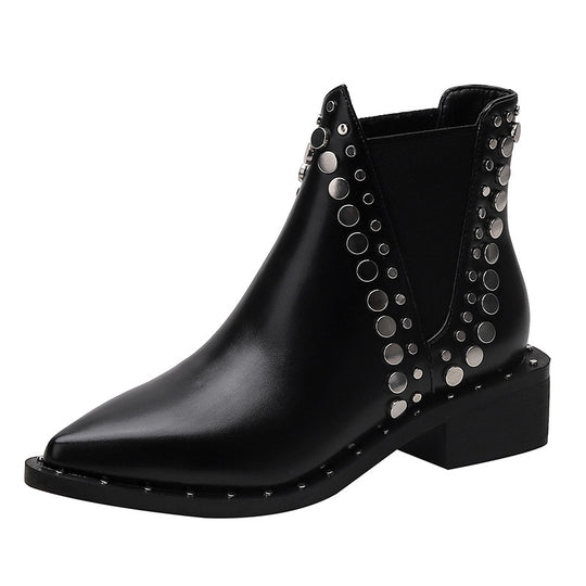 Damen Western-inspirierte Kurzschaft-Ankle-Boots mit spitzer Zehenpartie und Nietenbesatz Shop Nory