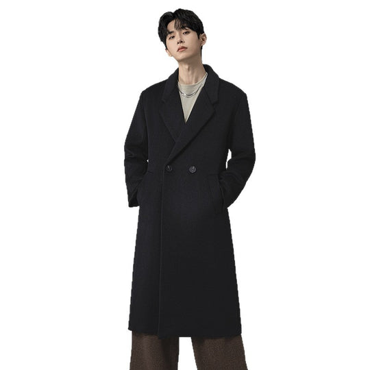 Herren Eleganter langer Wollmix-Mantel mit fallendem Schalkragen und cleanem Einreiher Shop Nory