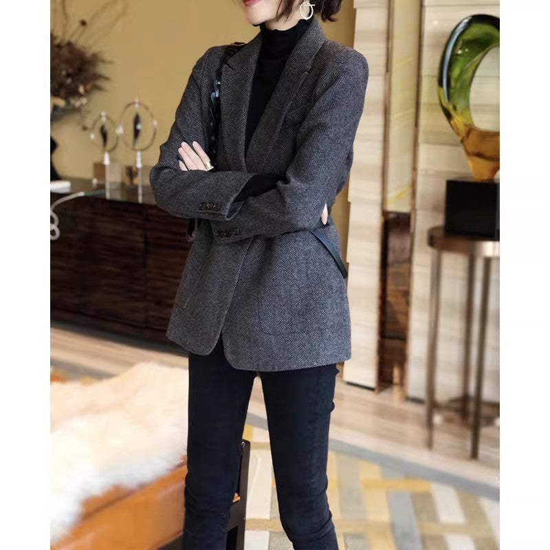 Damen Eleganter Tweed-Blazer Shop Nory