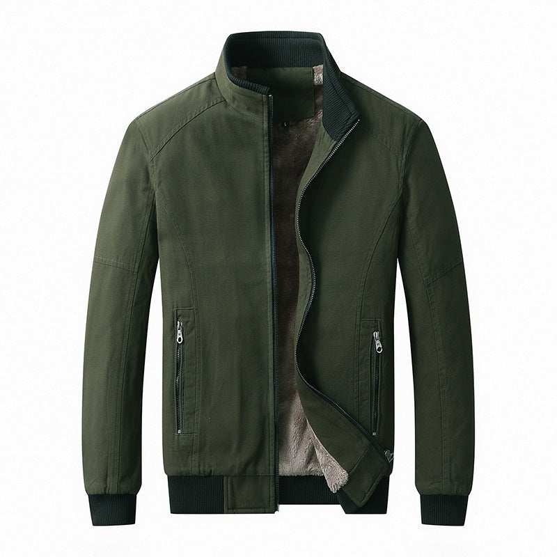 Herren gefütterte Canvas-Bomberjacke mit Teddyfleece-Innenfutter und Stehkragen Shop Nory