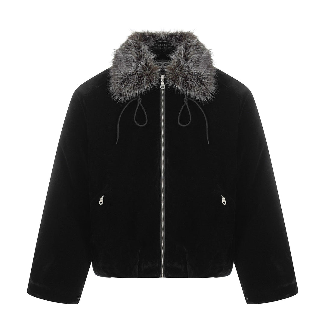 Herren Wildleder‑Bomberjacke mit abnehmbarem Faux‑Fur‑Kragen und Tunnelzug Shop Nory