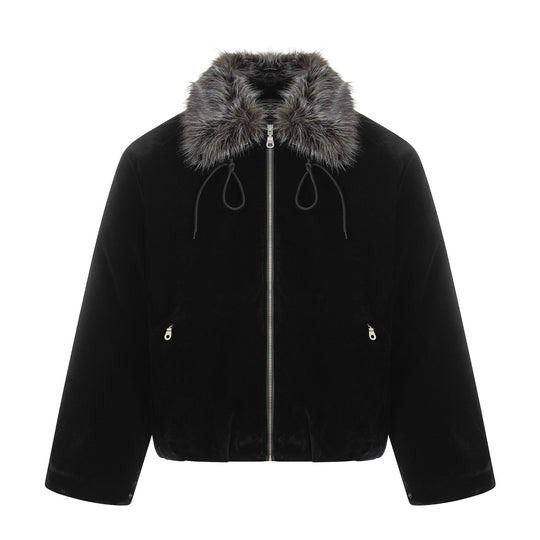 Herren Wildleder‑Bomberjacke mit abnehmbarem Faux‑Fur‑Kragen und Tunnelzug Shop Nory