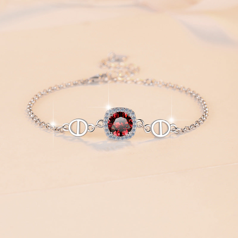 Damenarmband mit strahlend gelbem Kristall und funkelndem Zirkonia-Rahmen Shop Nory