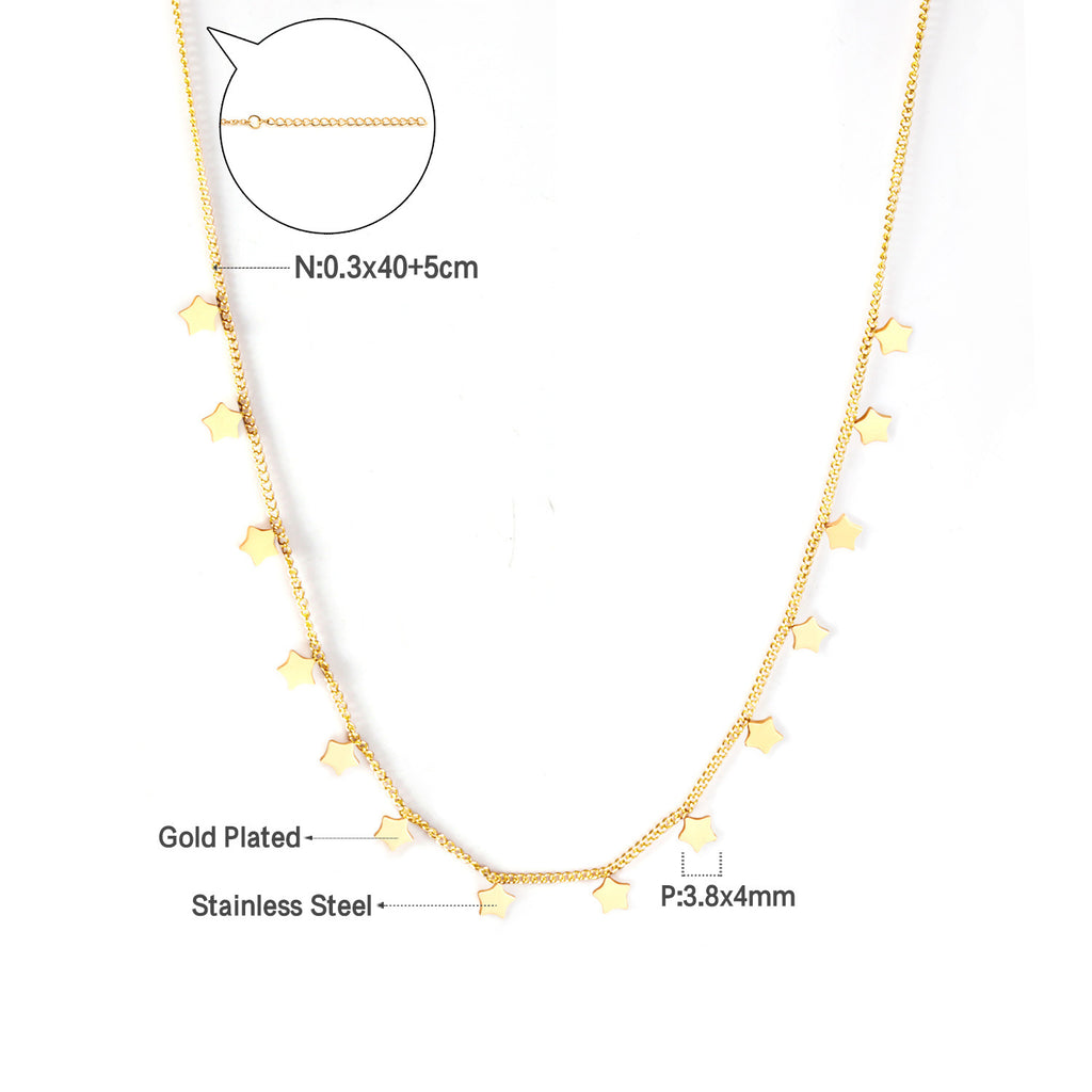Damen elegante Goldplattierte Halskette mit geometrischen Anhängern Shop Nory