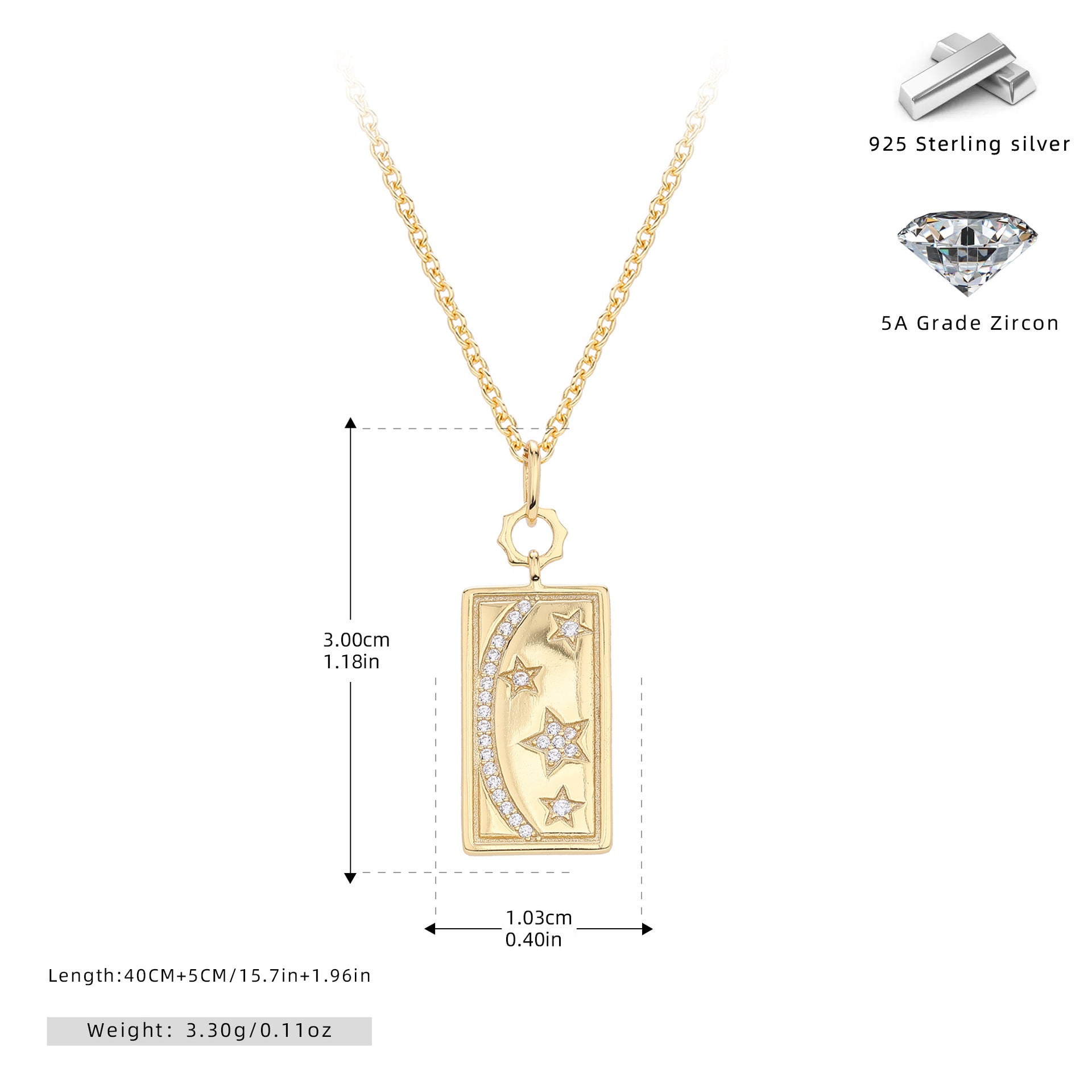 Damen Halskette mit schützendem Mond- und Sternenanhänger aus hochwertigem 925 Sterling Silber Shop Nory