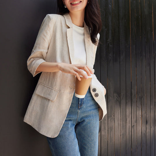 Damen Modischer Leinenblazer Shop Nory
