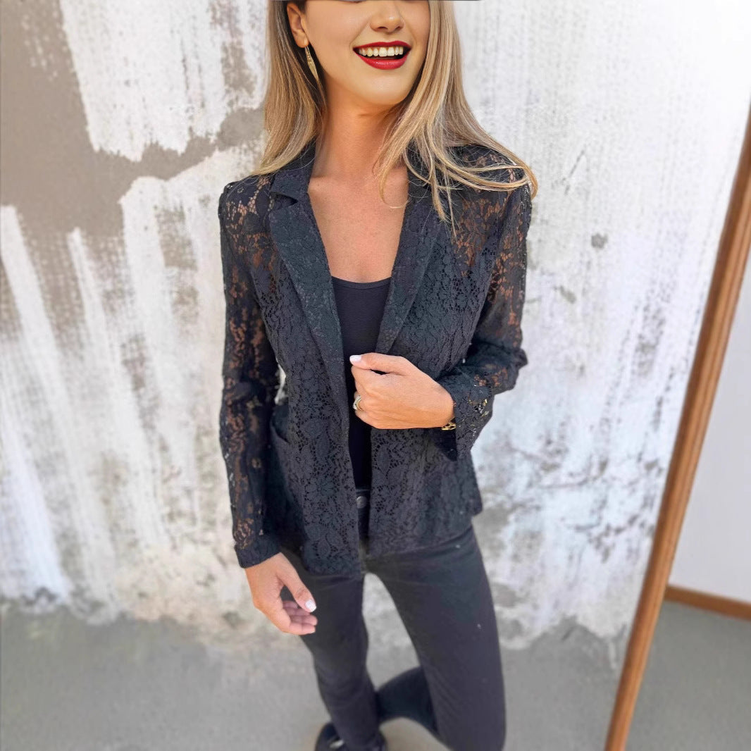 Damen elegante Spitzenblazer