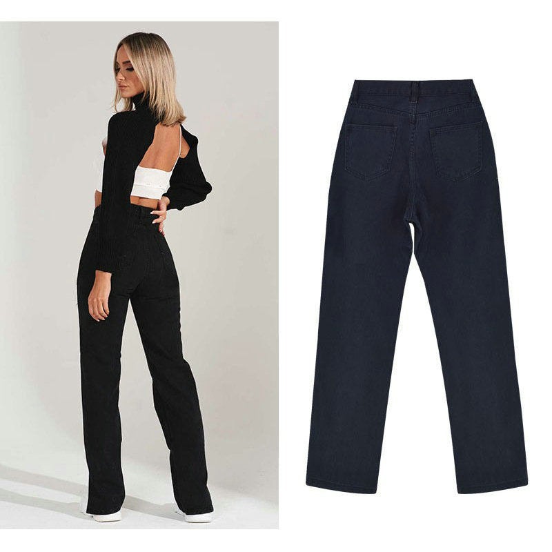 Damen lässige Ripped Jeans mit hoher Taille und modernen Fransen